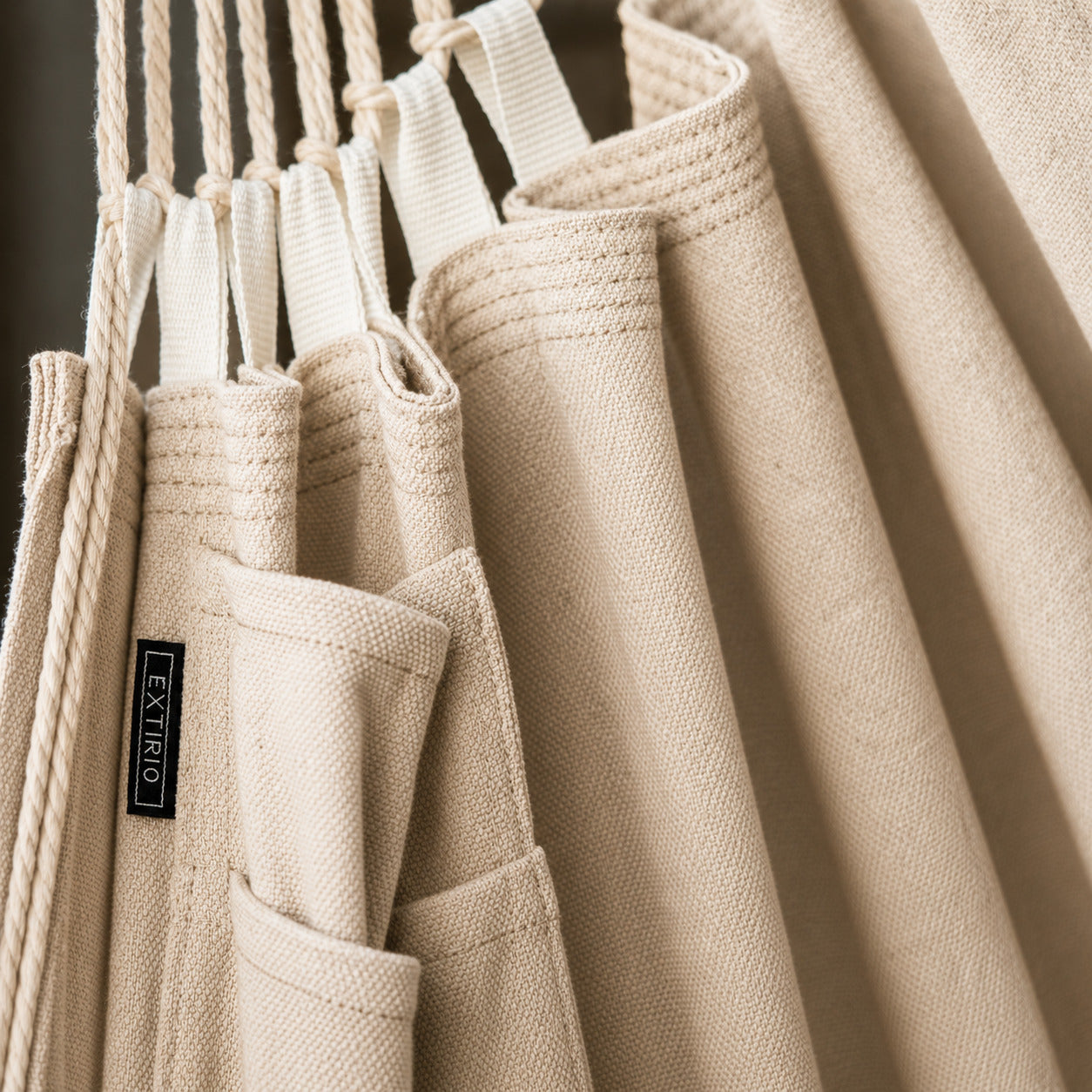 Close-up of the woven canvas and reinforced straps
