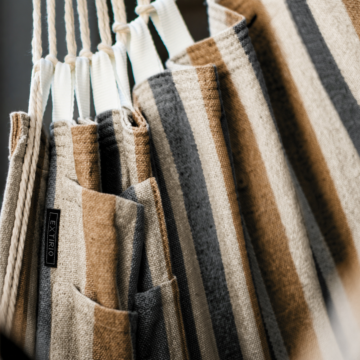 Close-up of the woven canvas and reinforced straps